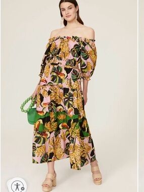 FARM Rio Toucananas Tiered Tropical Maxi Dress